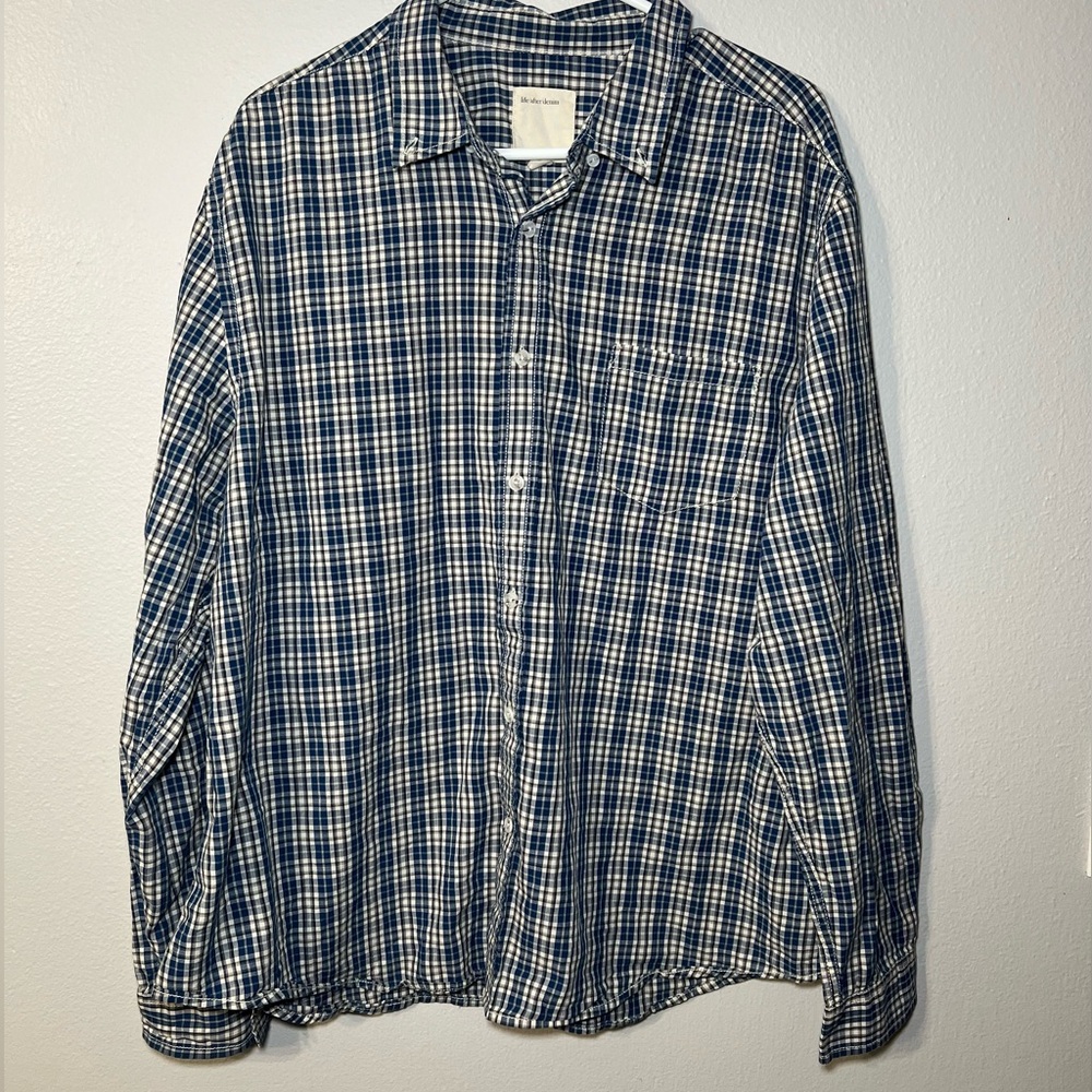 Life After Denim Men’s XXL Gray/Blue/White Plaid Button Down Shirt